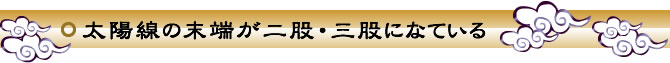 太陽線の末端が二股・三股になている