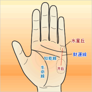 月丘から水星丘にのぼる財運線